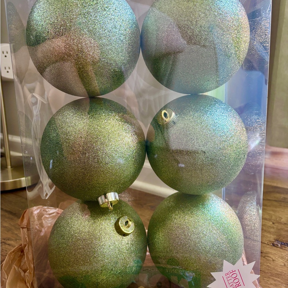 Shimmering Green Holiday Ornament Set